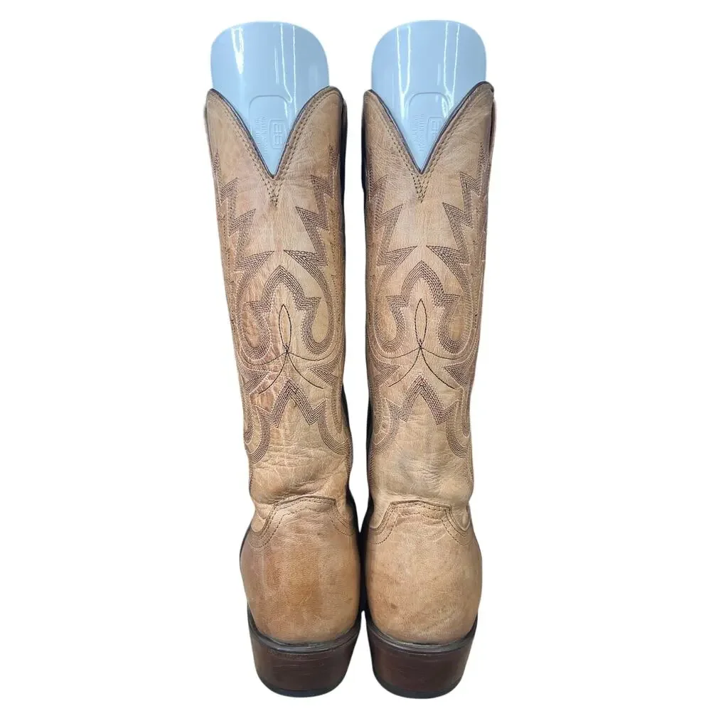 Lucchese Men’s Lewis Mad Gog Goat Tan Leather Cowboy Boot Size US 8.5 D